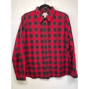 LL Bean Relaxed Fit Flannel, XL, Red/Black Buffalo Plaid